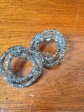 Sparkling Black Crystal Circle Drop Earrings - Women Jewelry